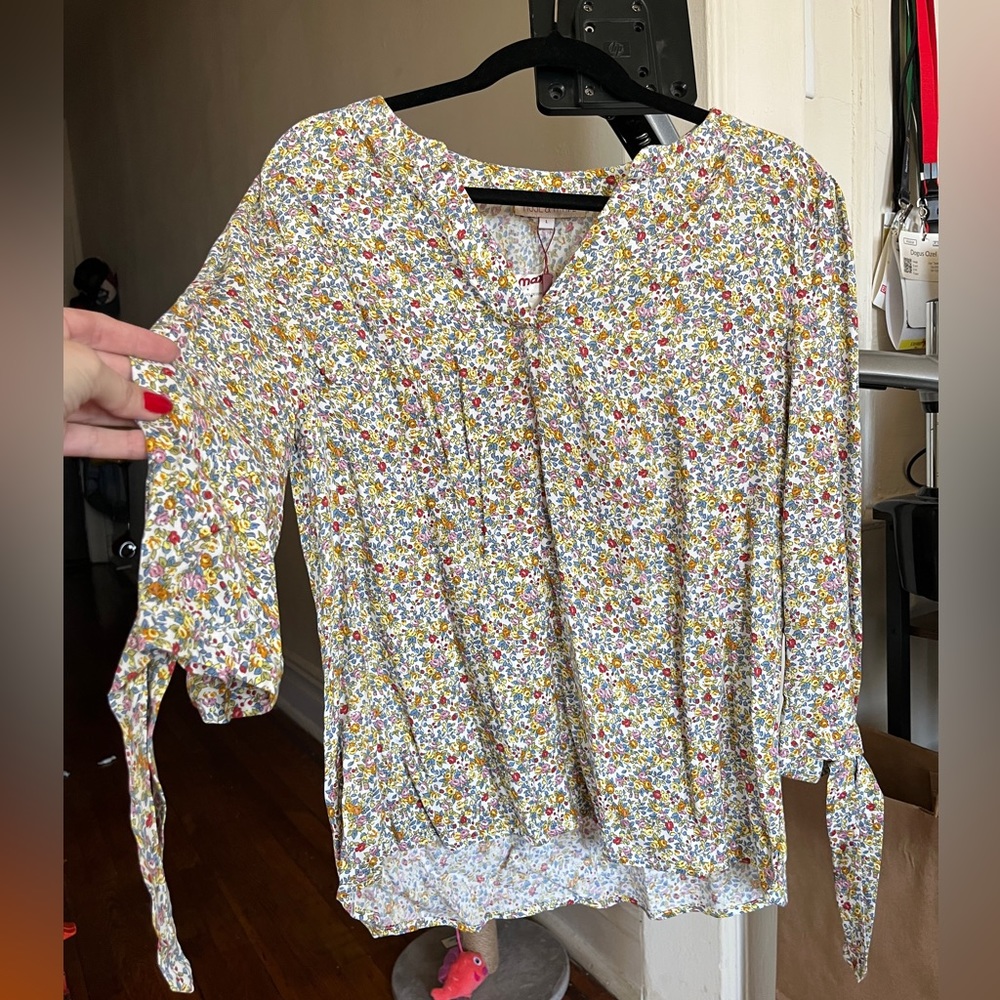 Rose & Thyme Floral Boho Blouse - Size L